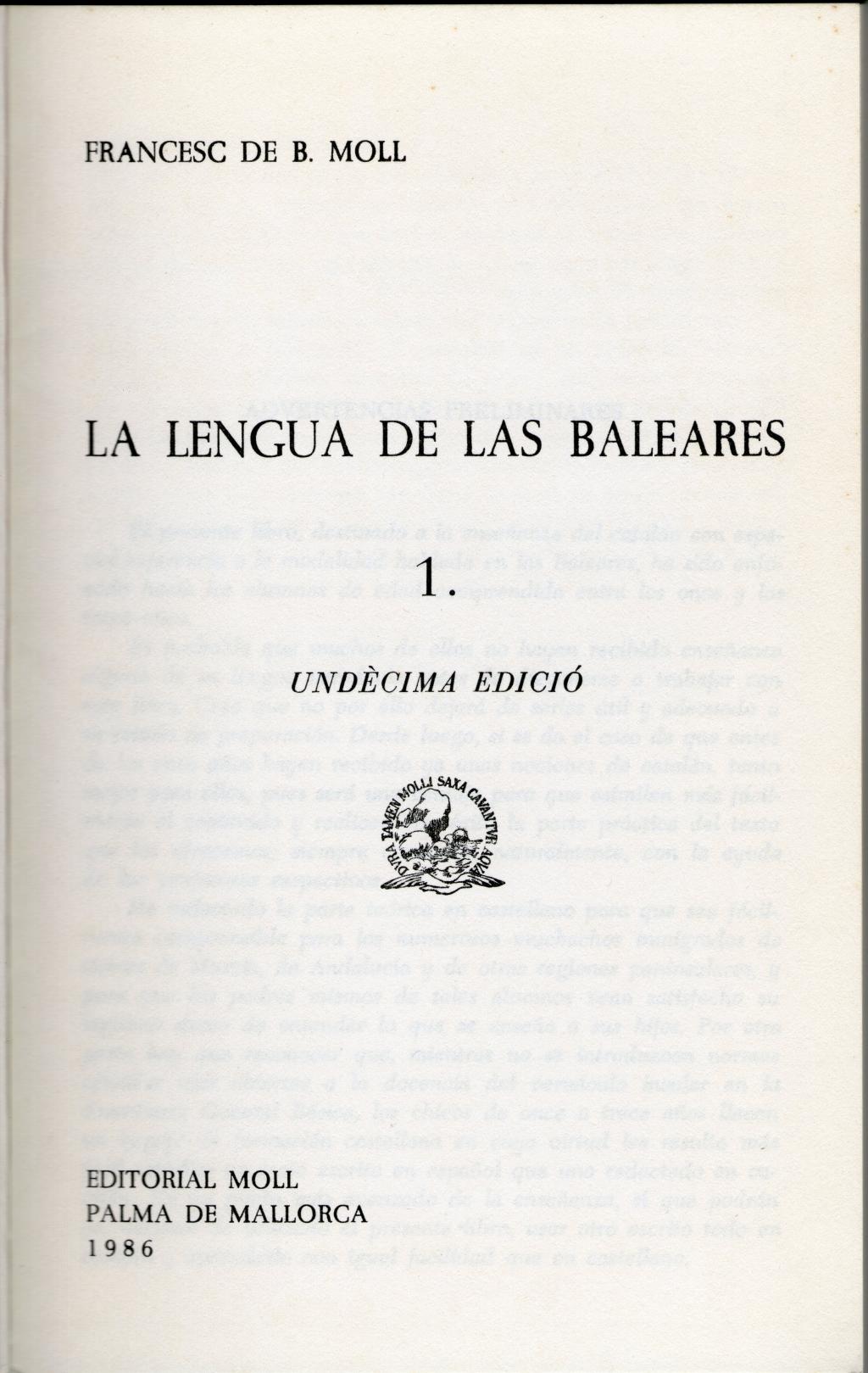 Coberta de La lengua de las Baleares 1